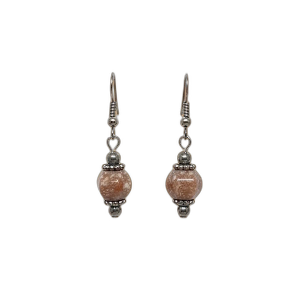 Indio Jewelry Stone and Antiqued Silver Dangle Earrings #127